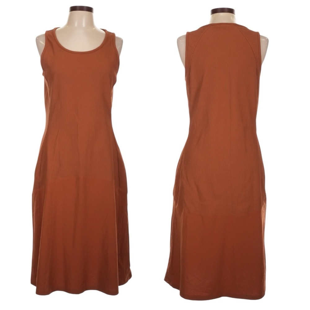 ATHLETA Ribbed Crew Neck Midi Dress In Copper Size Large